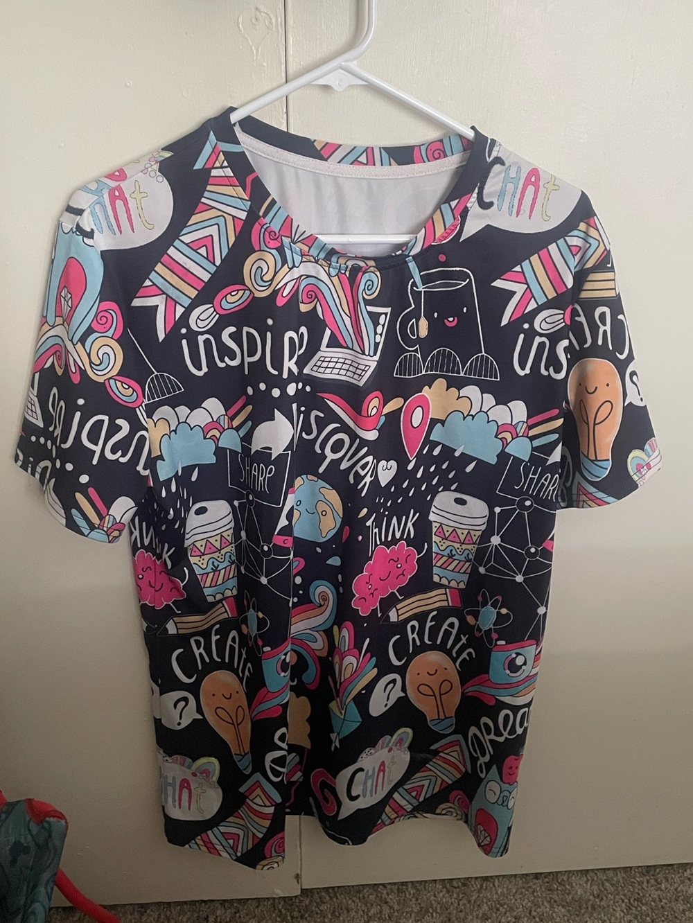 Graphic Tee - Inspirational Doodles in Black with Multicolor Accents